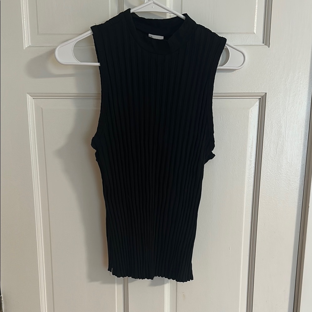 A New Day Black Ribbed Sleeveless Tank Top